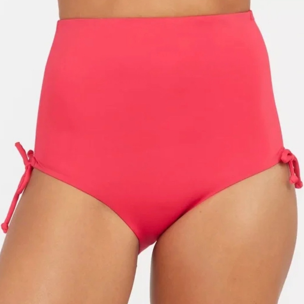 NWT! SPANX Swim High Rise Brief’ Hibiscus color. Drawstring. 50126.medium avail